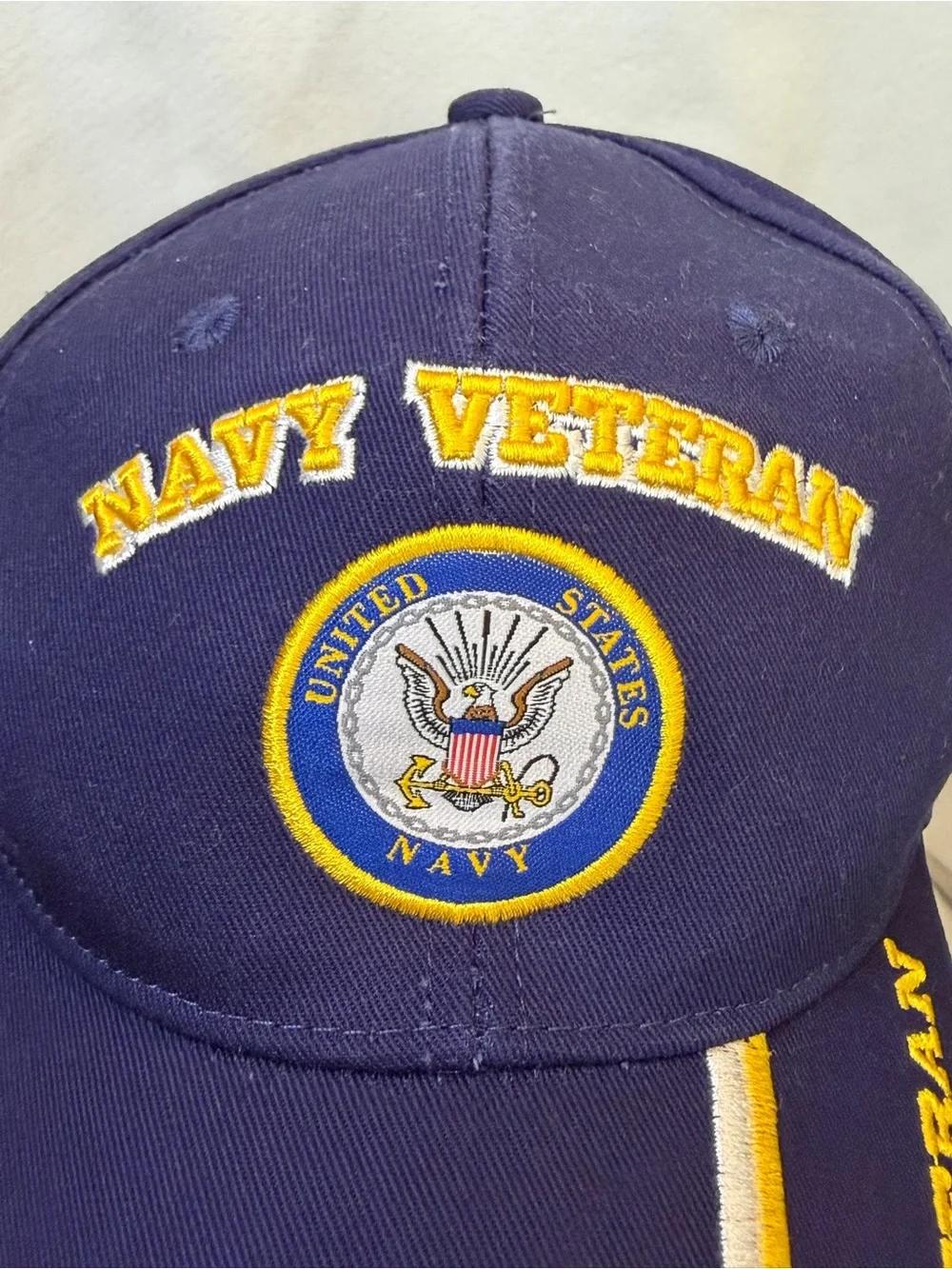 US Navy Veteran Embroidered Blue Adjustable Hat Ball Cap